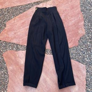 Vintage black wool pleated trousers